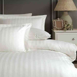 ست 4 تکه لحاف دونفره رزین تاژ ملرز مدل هتلی هیلتون راه راه سفید