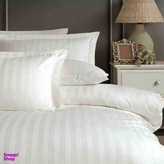 ست 4 تکه لحاف دونفره رزین تاژ ملرز مدل هتلی هیلتون راه راه سفید