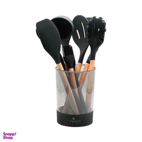 سرویس کفگیر و ملاقه 10 پارچه یونیک مدل دسته چوب t کد 1175