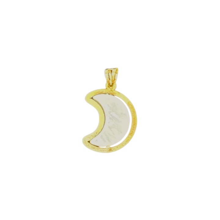 پلاک گردنبند طلا 18 عیار زنانه گالری سپینود طرح هلال ماه با صدف مدل PSG33