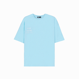 تیشرت زیگ مدل Live more رنگ فیروزه ای