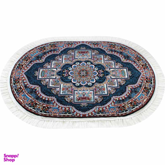 فرش ماشینی مدل بیضی طرح ناردون رنگ سرمه ای
