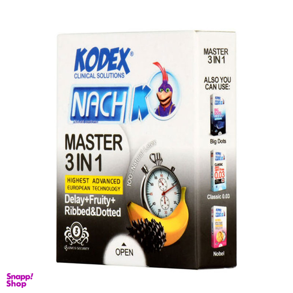 کاندوم تاخیری و خاردار ناچ کدکس مدل Master 3 In 1 بسته 3 عددی