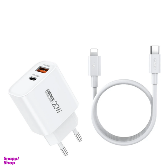 شارژر دیواری 20 وات ریمکس مدل RP-U120 EU به همراه کابل Lightning به Type-C