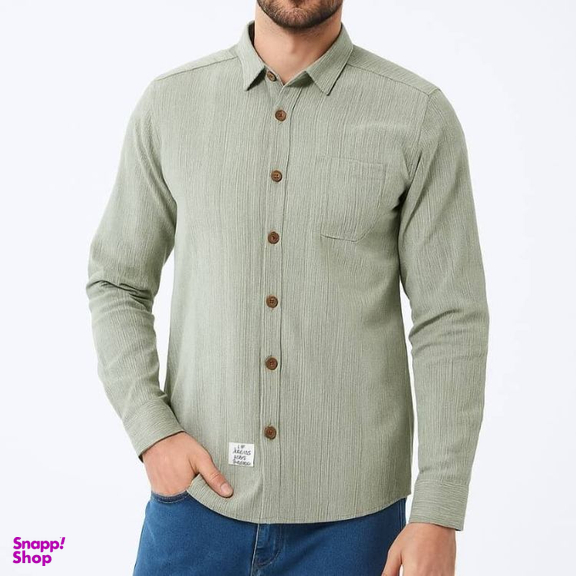 پیراهن آستین بلند مردانه مدل 1986111 رنگ سبز
