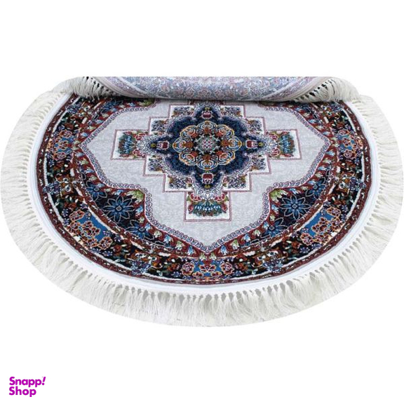 فرش ماشینی مدل گرد طرح ناردون زمینه فیلی
