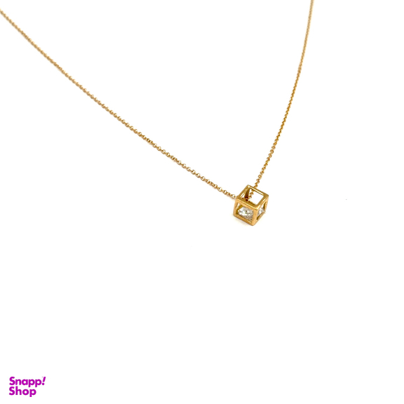 گردنبند طلا 18 عیار زنانه مدل مکعب نگین کد 160003