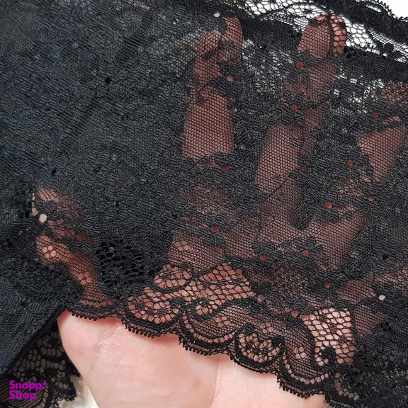 ست شورت و سوتین زنانه شاندرمن مدل فنردار گیپور گلدار کد 5080-2464-04 رنگ مشکی