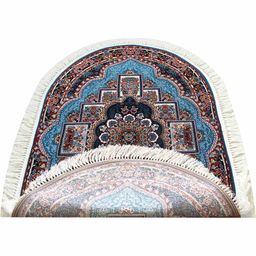 فرش ماشینی مدل بیضی طرح ناردون رنگ آبی