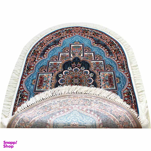 فرش ماشینی مدل بیضی طرح ناردون رنگ آبی
