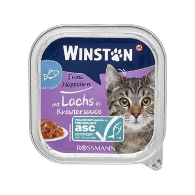 کنسرو غذای گربه وینستون مدل ماهی و سبزیجات وزن 100 گرم