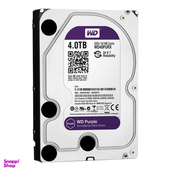 هارد دیسک اینترنال وسترن دیجیتال مدل Purple WD40PURZ ظرفیت 4 ترابایت
