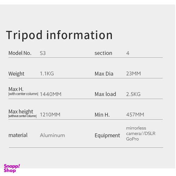 سه پایه دوربین فوتو پرو مدل S3