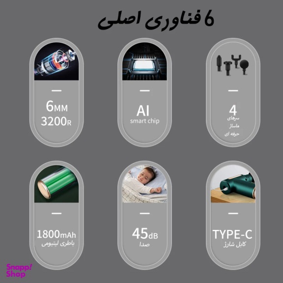 ماساژور تفنگی شارژی مدل ماساژگان