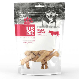 تشویقی یو اس پت مخصوص سگ مدل استخوان ژلاتینی 2 اینچ طعم گوشت گوساله وزن 100 گرم