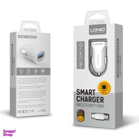 شارژر فندکی الدینیو مدل L-C17 به همراه کابل تبدیل microUSB