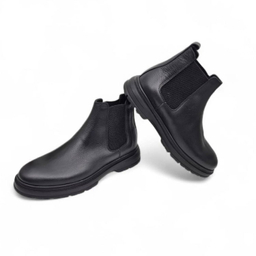 نیم بوت طبی مردانه چرم ریباری مدل Z29 رنگ مشکی