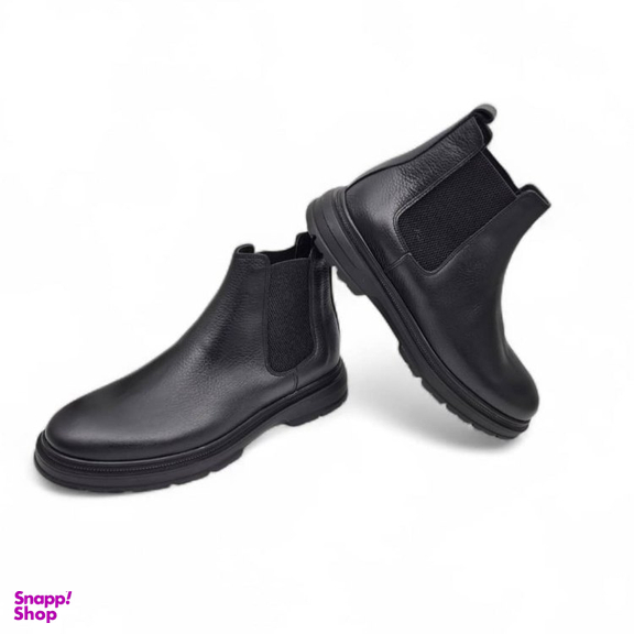 نیم بوت طبی مردانه چرم ریباری مدل Z29 رنگ مشکی