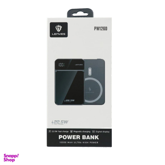 پاوربانک مغناطیسی 22.5 وات لنیز مدل MagSafe PW126D ظرفیت 10000 میلی آمپر ساعت