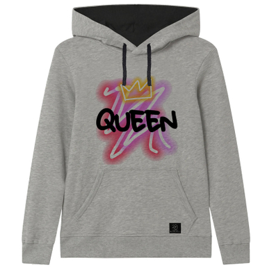 هودی دخترانه 27 مدل QUEEN کد H09 طوسی روشن