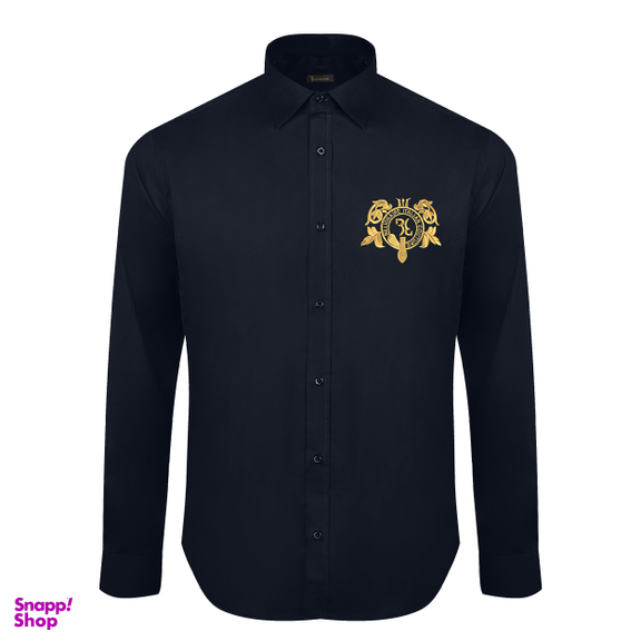 پیراهن مردانه مدل گلدوزی کد 5237 رنگ سرمه ای