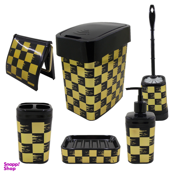 ست سرویس بهداشتی 6 پارچه رزمن طرح اسکوار کد 02