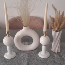 شمعدان نورهام مدل POONY-WHITE مجموعه 2 عددی