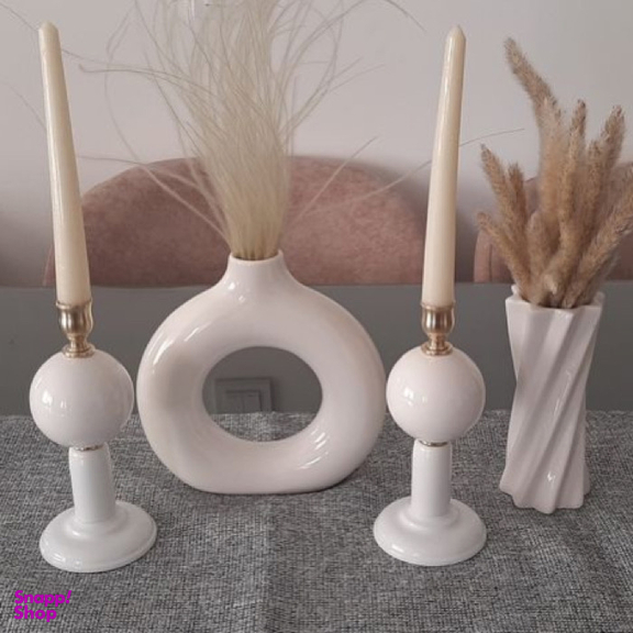 شمعدان نورهام مدل POONY-WHITE مجموعه 2 عددی