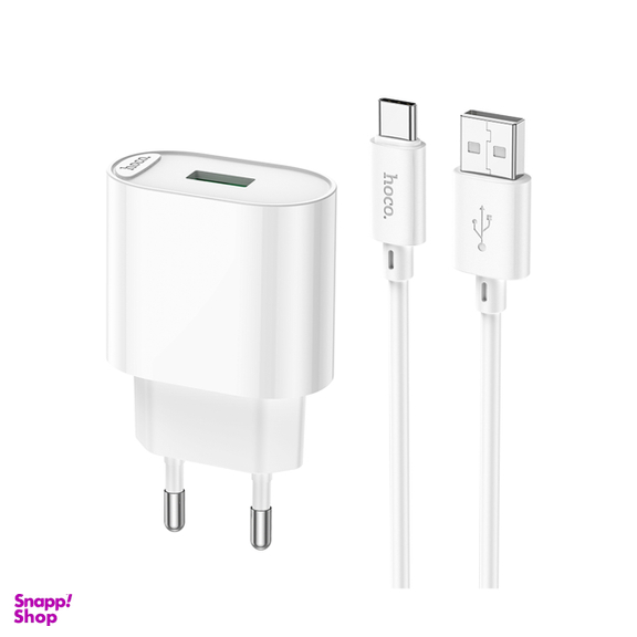 شارژر 18 وات هوکو مدل C109A به همراه کابل تایپ سی رنگ سفید