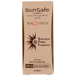 کرم ضدآفتاب سان سیف مدل کرم پودری و پایه آرایش پرایمری با SPF50 رنگ بژ رز گلد شماره NW20 حجم 40 میلی‌لیتر