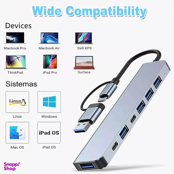 USB هاب 7 پورت تایپ سی مدل MAGIC -7IN1