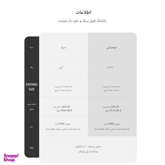 زیرانداز کیسه خواب نیچرهایک مدل مومیایی کد CNK2300DZ013