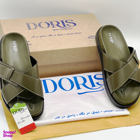 صندل مردانه دوریس مدل پدرام طبی کد 04 رنگ زیتونی