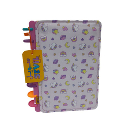 دفتر 100 برگ دکمه ای سویل مدل جلد پارچه قابل شستشو طرح یونیکورن کد 4058