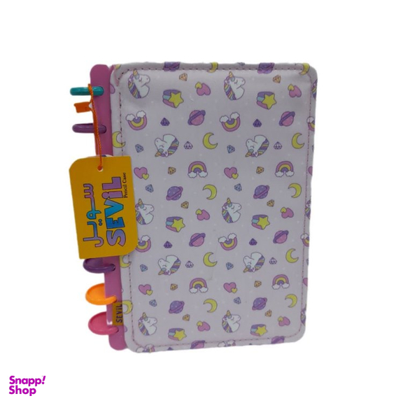 دفتر 100 برگ دکمه ای سویل مدل جلد پارچه قابل شستشو طرح یونیکورن کد 4058