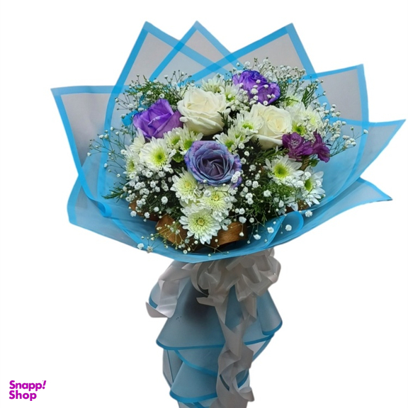 دسته گل طبیعی گلی کد 20090 رنگ آبی