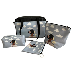 ست ساک ورزشی و کیف آرایشی مدل دختر ابری مجموعه 4 عددی