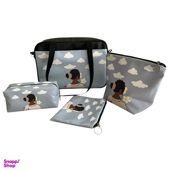 ست ساک ورزشی و کیف آرایشی مدل دختر ابری مجموعه 4 عددی