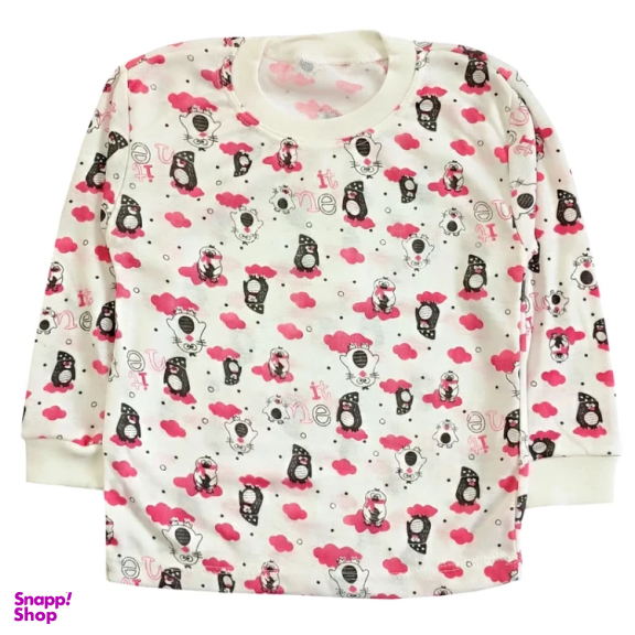 ست تیشرت آستین بلند و شلوار نوزادی مدل پنگوئن کد 4146 رنگ سفید