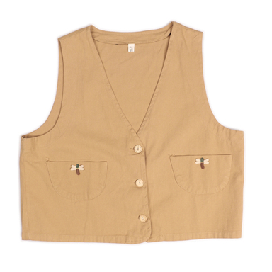 جلیقه رسمی زنانه مدل زر رنگ شتری