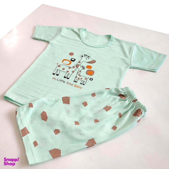 ست تیشرت و شلوارک نوزادی مدل زرافه کد 3942 رنگ سبز