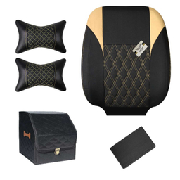 روکش صندلی خودرو سوشیانت مدل گوشواره ای به همراه پشت گردنی و باکس و دور فرمان مناسب پژو 206 و 207