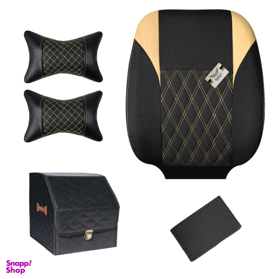 روکش صندلی خودرو سوشیانت مدل گوشواره ای به همراه پشت گردنی و باکس و دور فرمان مناسب پژو 206 و 207