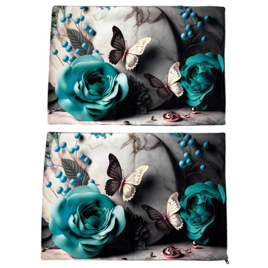 روبالشی مخمل سه بعدی طرح گل و پروانه کد 323 مجموعه 2 عددی