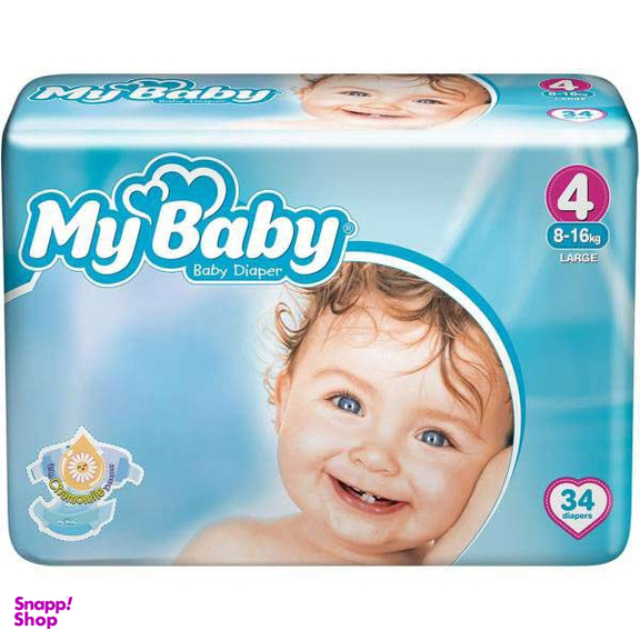 پوشک مای بی بی سایز 4 بسته 34 عددی مجموعه 2 عددی