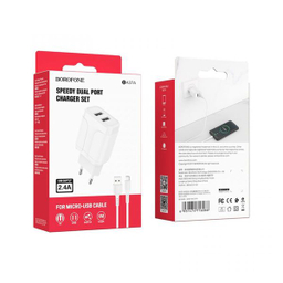 شارژر دیواری بروفون مدل BA37A به همراه کابل تبدیل MicroUSB