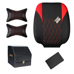 روکش صندلی خودرو سوشیانت مدل گوشواره ای به همراه پشت گردنی و باکس و دور فرمان مناسب پژو 206 و 207