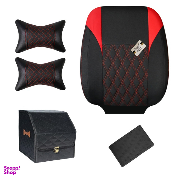 روکش صندلی خودرو سوشیانت مدل گوشواره ای به همراه پشت گردنی و باکس و دور فرمان مناسب پژو 206 و 207