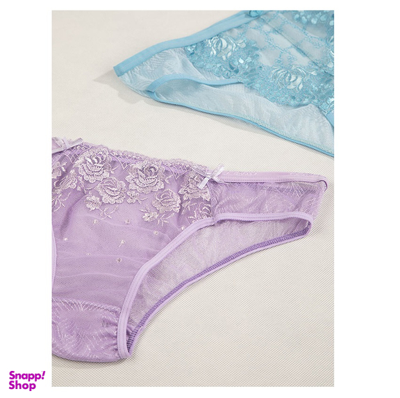 ست شورت و سوتین توری فنردار بارون گلدوزی کد 345 رنگ نارنجی