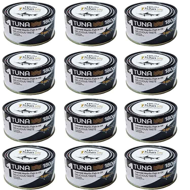 کنسرو ماهی مارلین در روغن یکتن وزن 180 گرم بسته 12 عددی